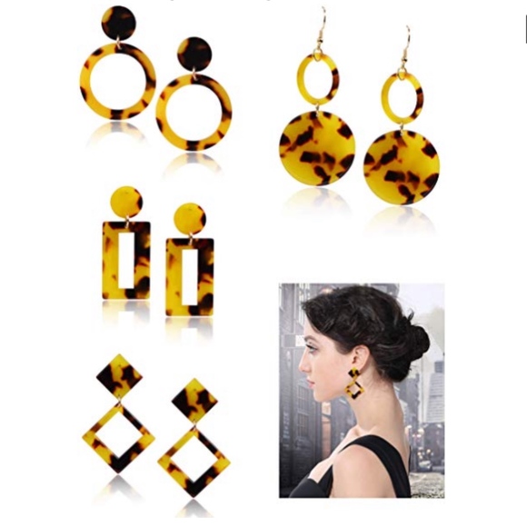 2/$20 NEW Tortoise Hoop Acrylic Resin Earrings - Picture 6 of 7